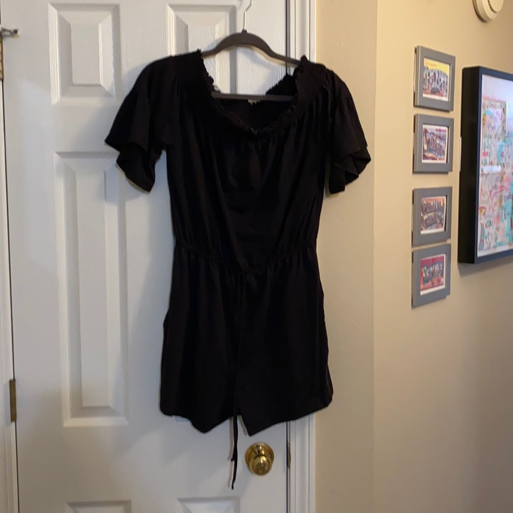 NWT, White Birch, Medium, Off the Shoulder, Black Romper